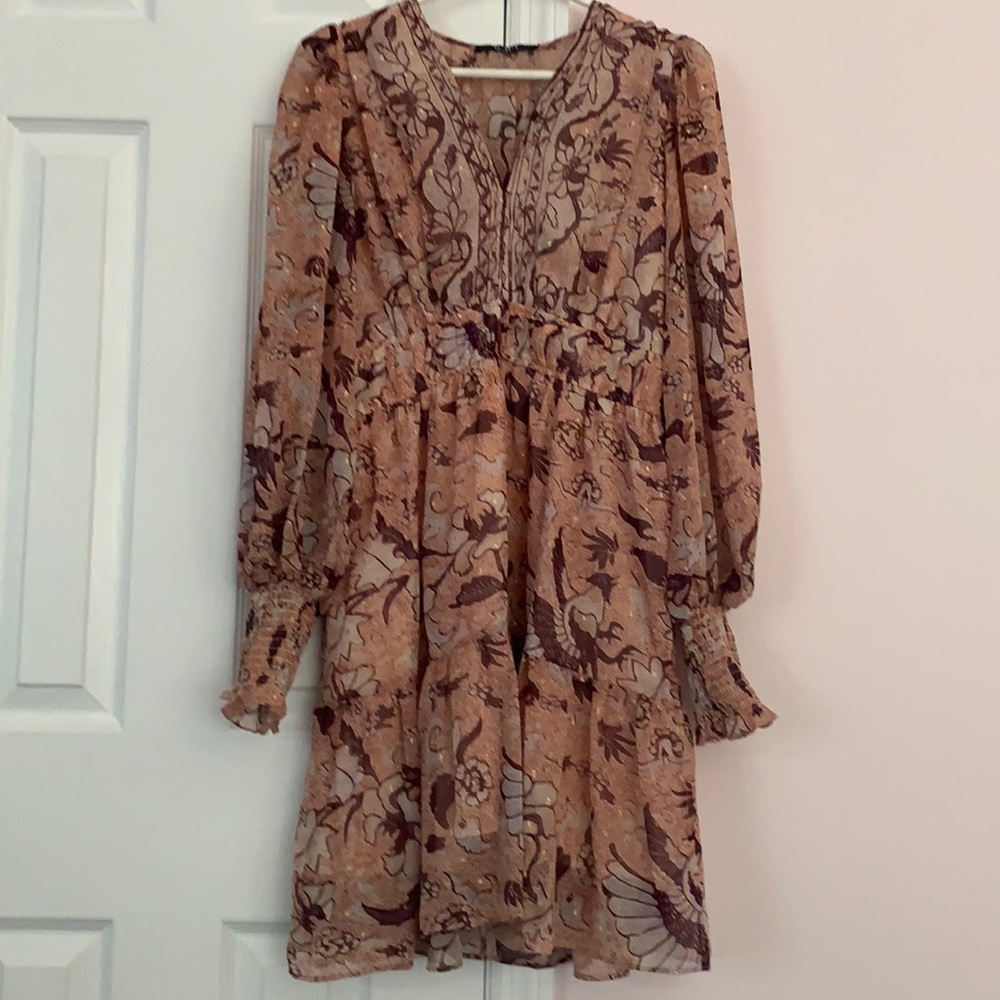 Gold Shimmer Floral Dress